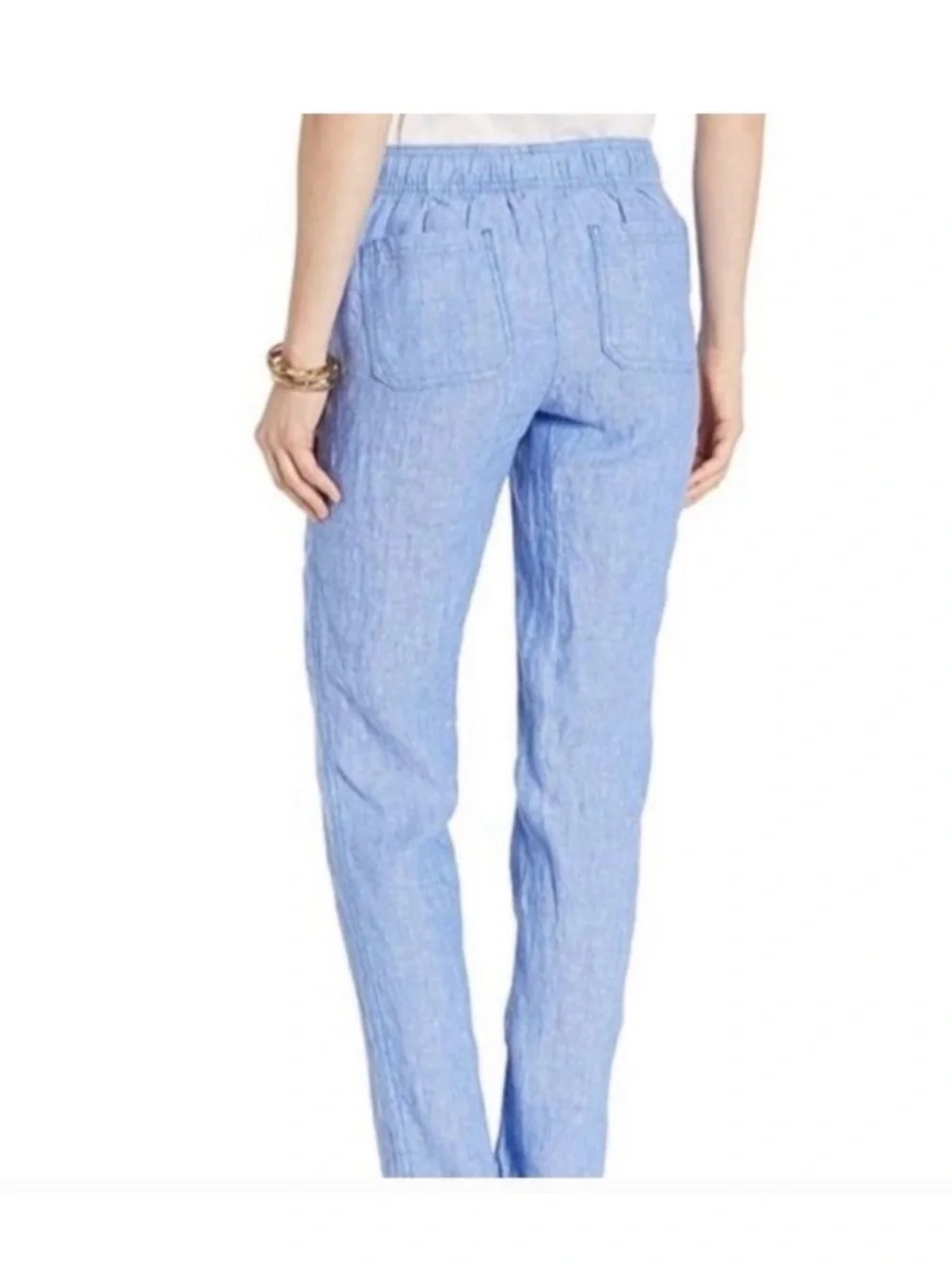 Lilly Pulitzer Light Deri Blue Drawstring Aden Linen Pants XL - Picture 2 of 10